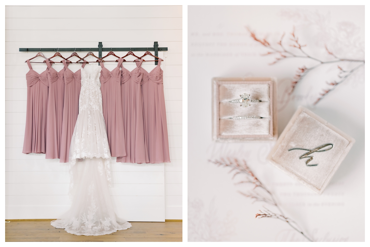 Wedding dress and bridesmaid dresses